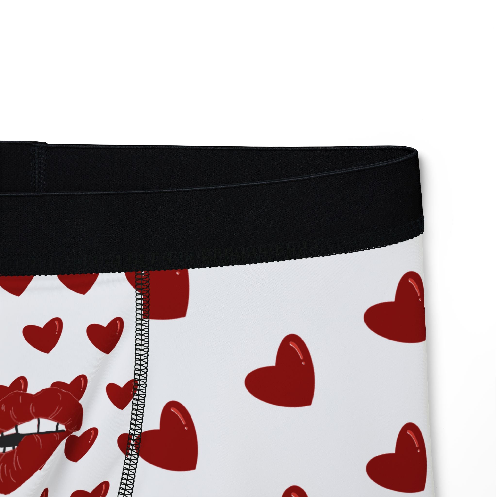 Heart Pattern Men’s Boxers — Red Kiss White Underwear