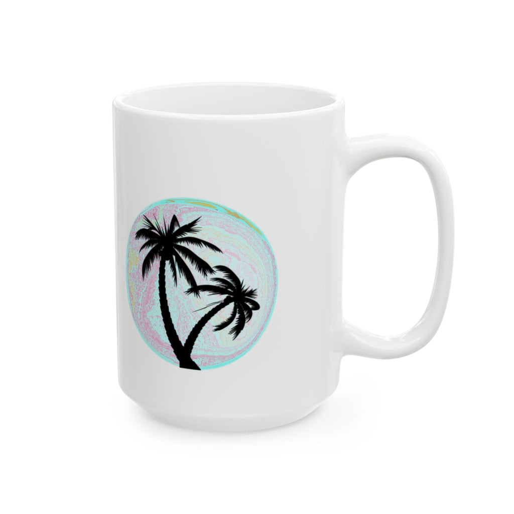 Palm Tree Mug — Tropical Sunrise Ceramic Coffee Cup (11oz, 15oz)