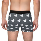 Heart Pattern Men’s Boxers — Red Kiss Drk Grey Underwear