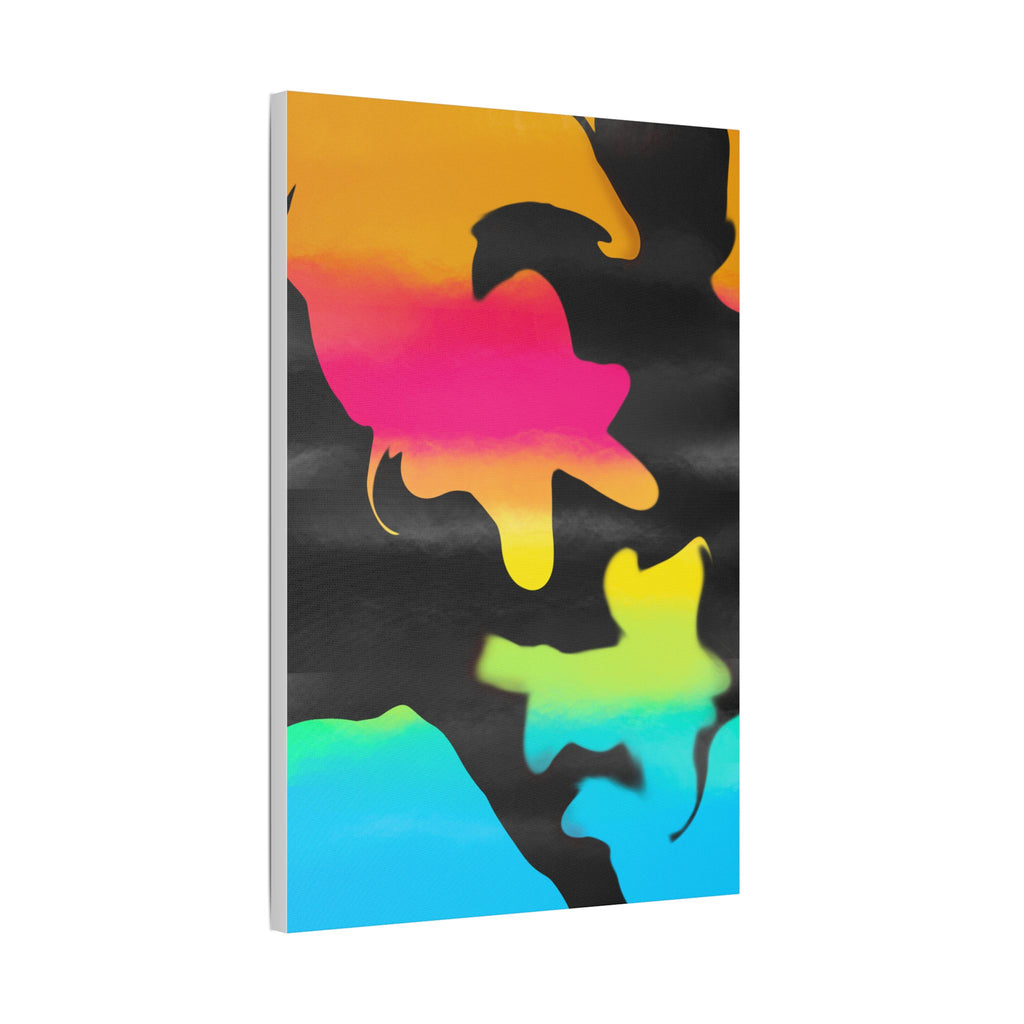 Abstract Rainbow Splash Satin Canvas Print - Stretched Wall Art