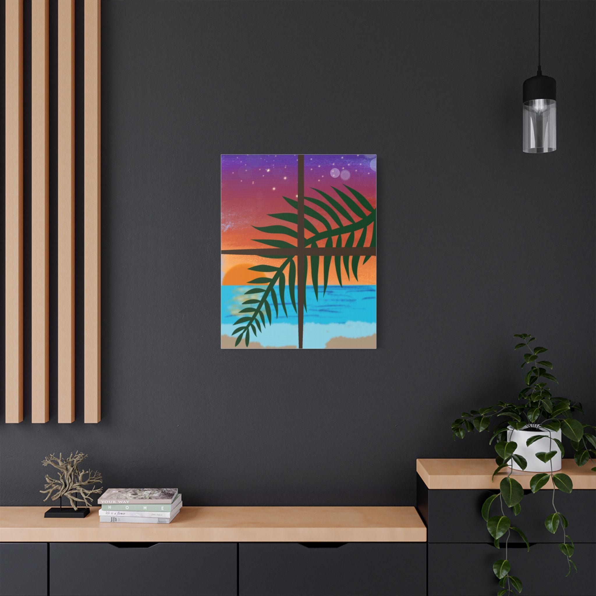 Abstract Rainbow Sunset Splash Satin Canvas Print - Stretched Wall Art