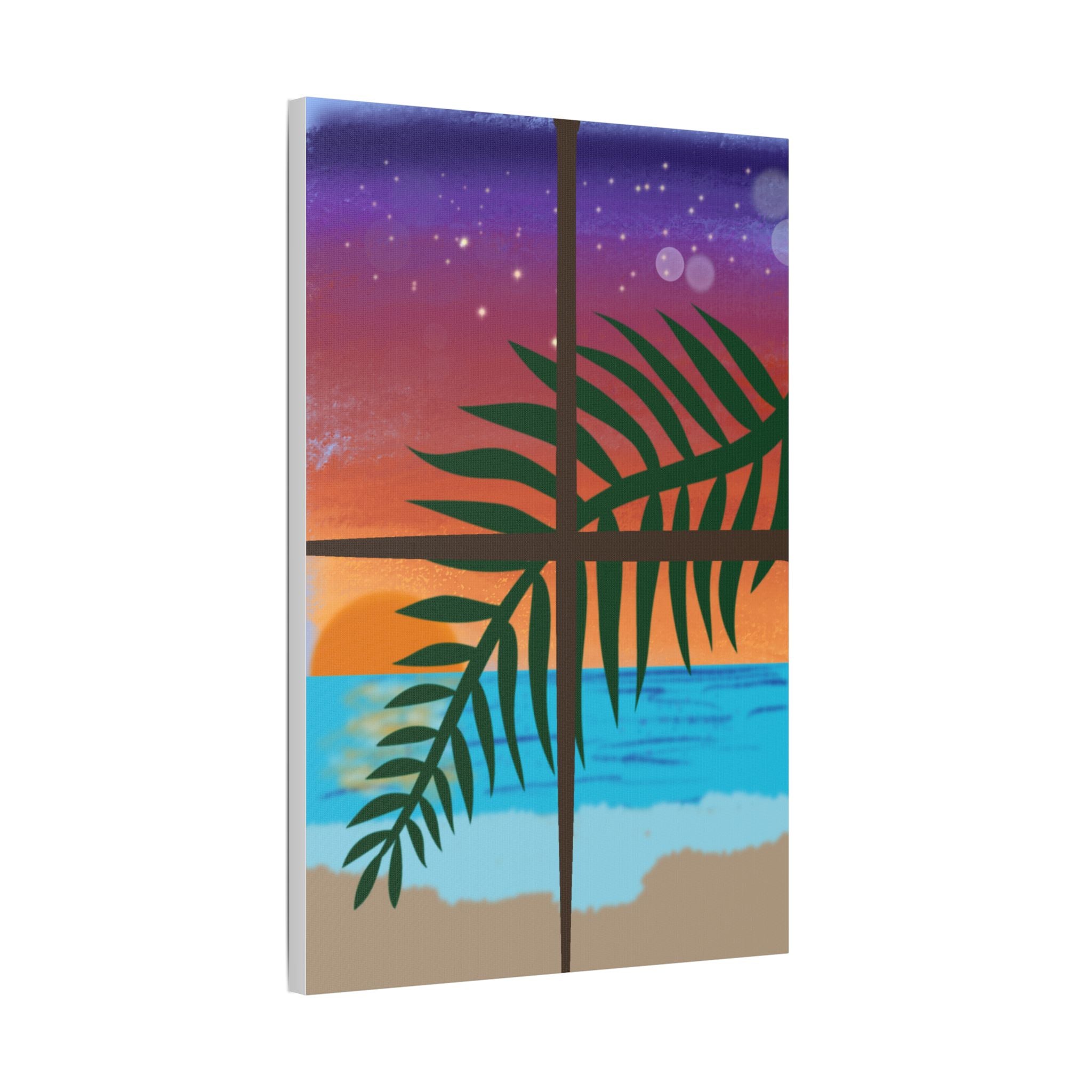Abstract Rainbow Sunset Splash Satin Canvas Print - Stretched Wall Art
