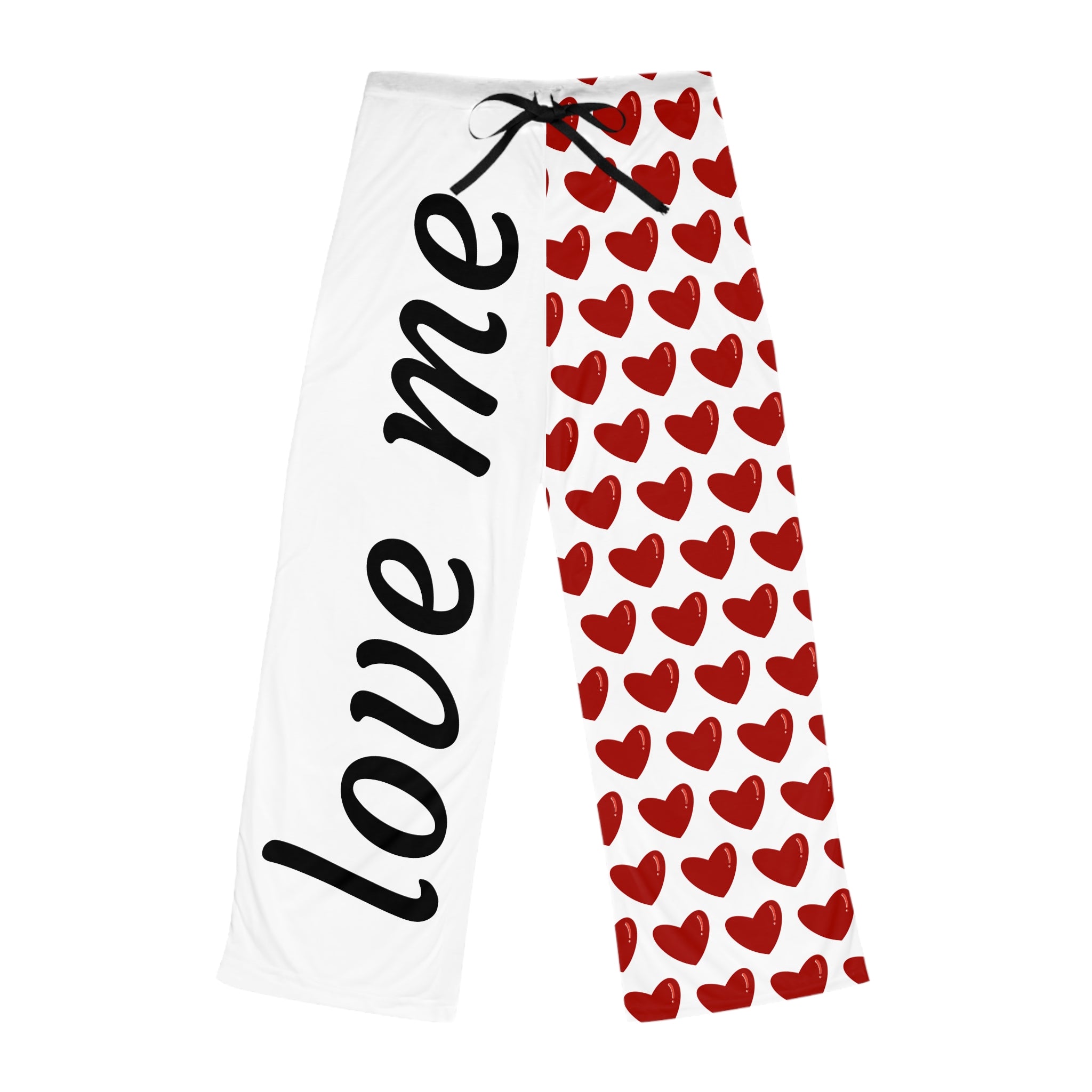 Love Me / Kiss Me Heart Print Pajama Pants — Valentine’s Lounge Sleepwear for Women