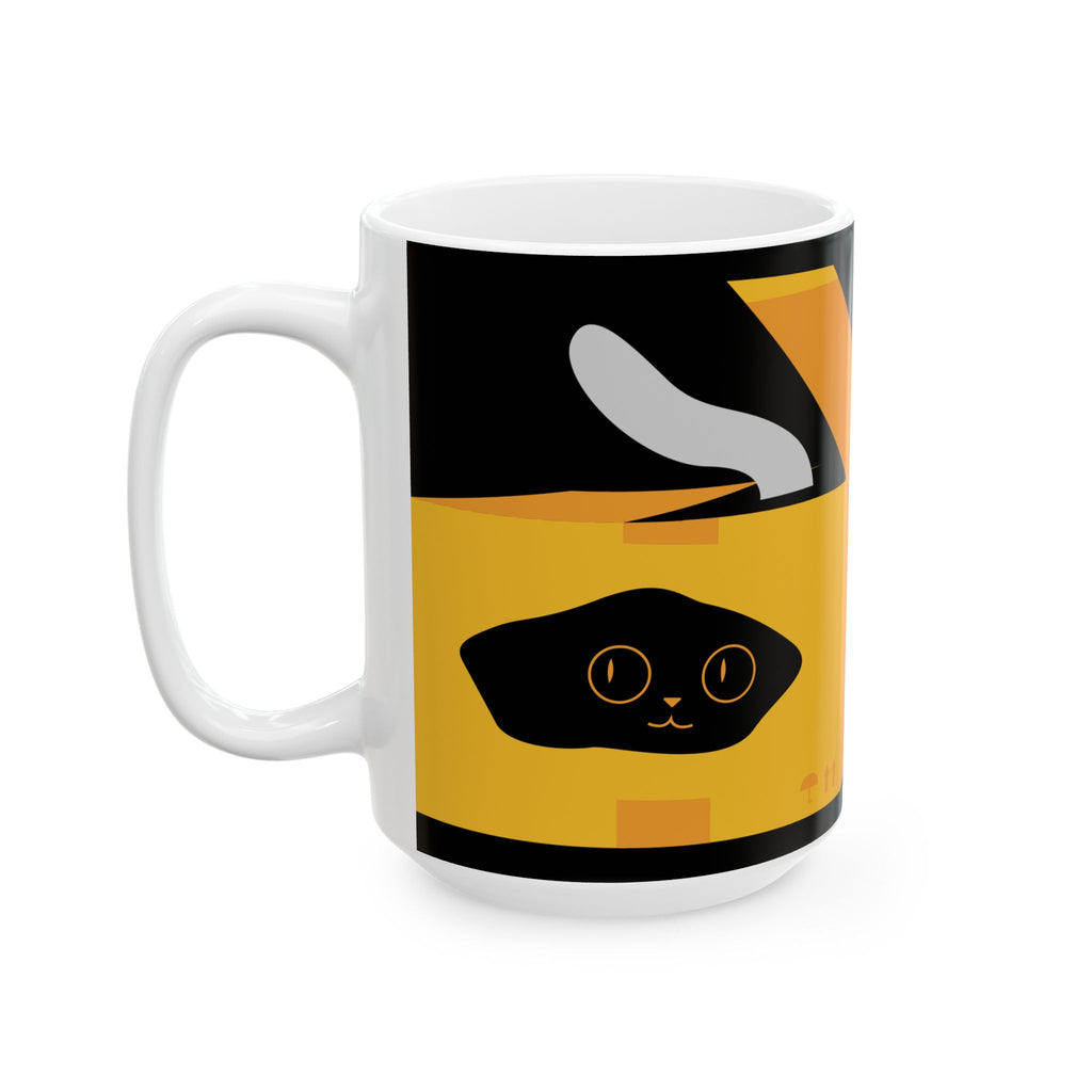 Cat In A Box Ceramic Mug — Cute Animal Coffee Cup (11oz, 15oz)