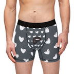Heart Pattern Men’s Boxers — Red Kiss Drk Grey Underwear