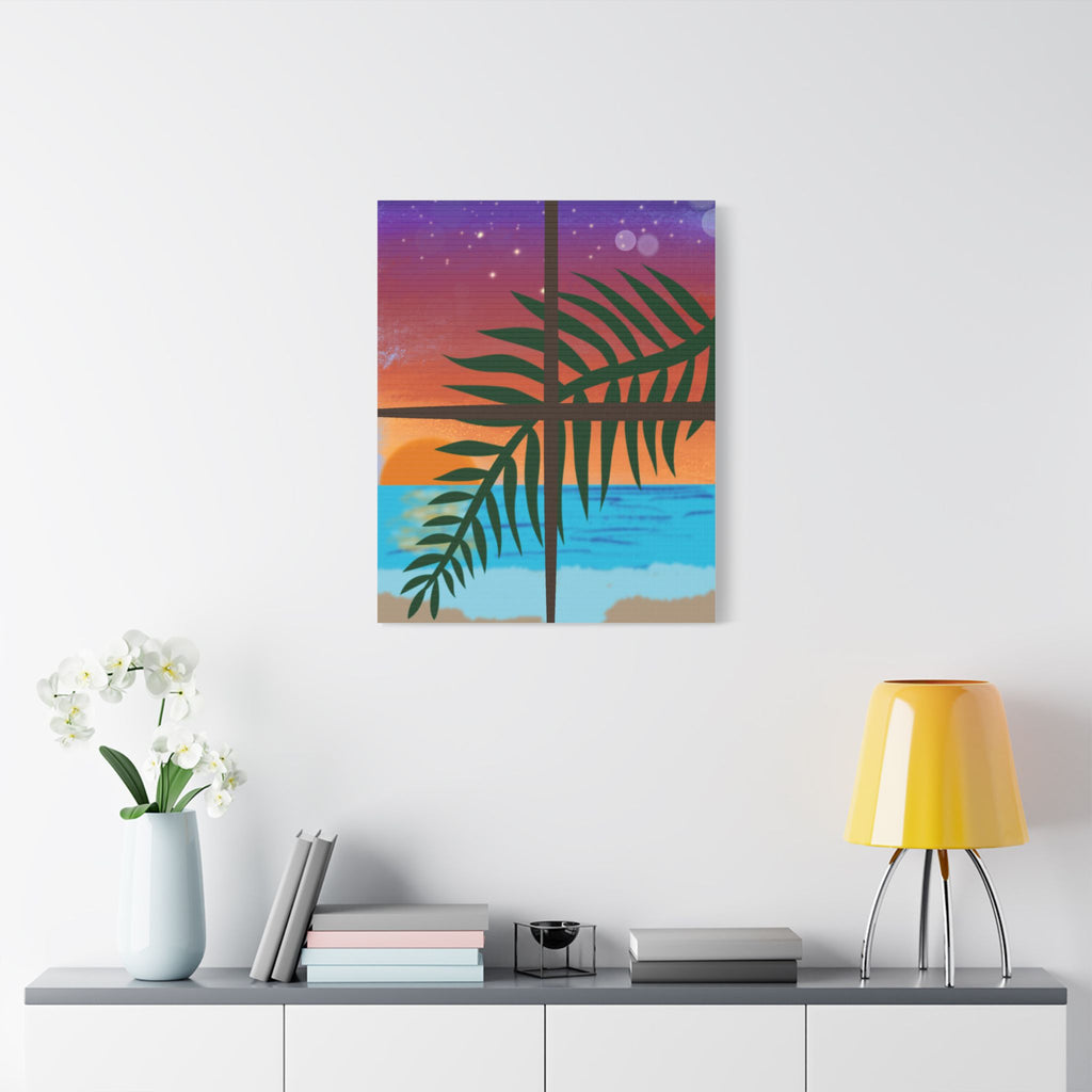 Abstract Rainbow Sunset Splash Satin Canvas Print - Stretched Wall Art