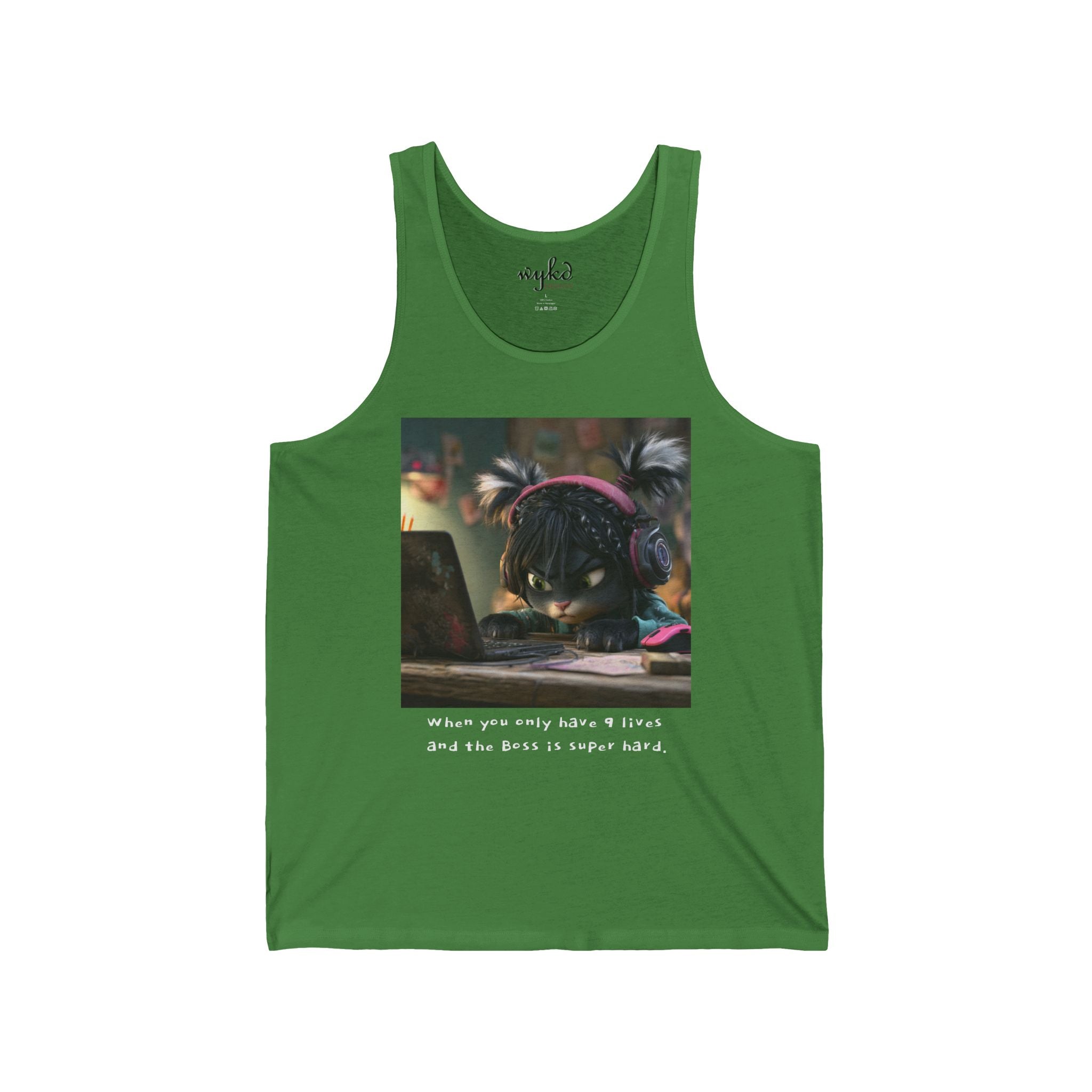 Gamer Cat Tank Top — Gamer Cute with Headphones Graphic Tank