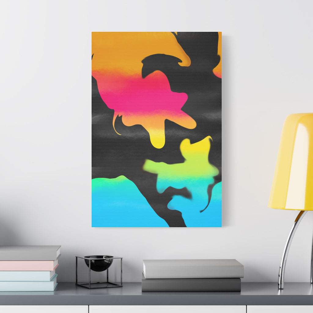 Abstract Rainbow Splash Satin Canvas Print - Stretched Wall Art