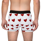 Heart Pattern Men’s Boxers — Red Kiss White Underwear