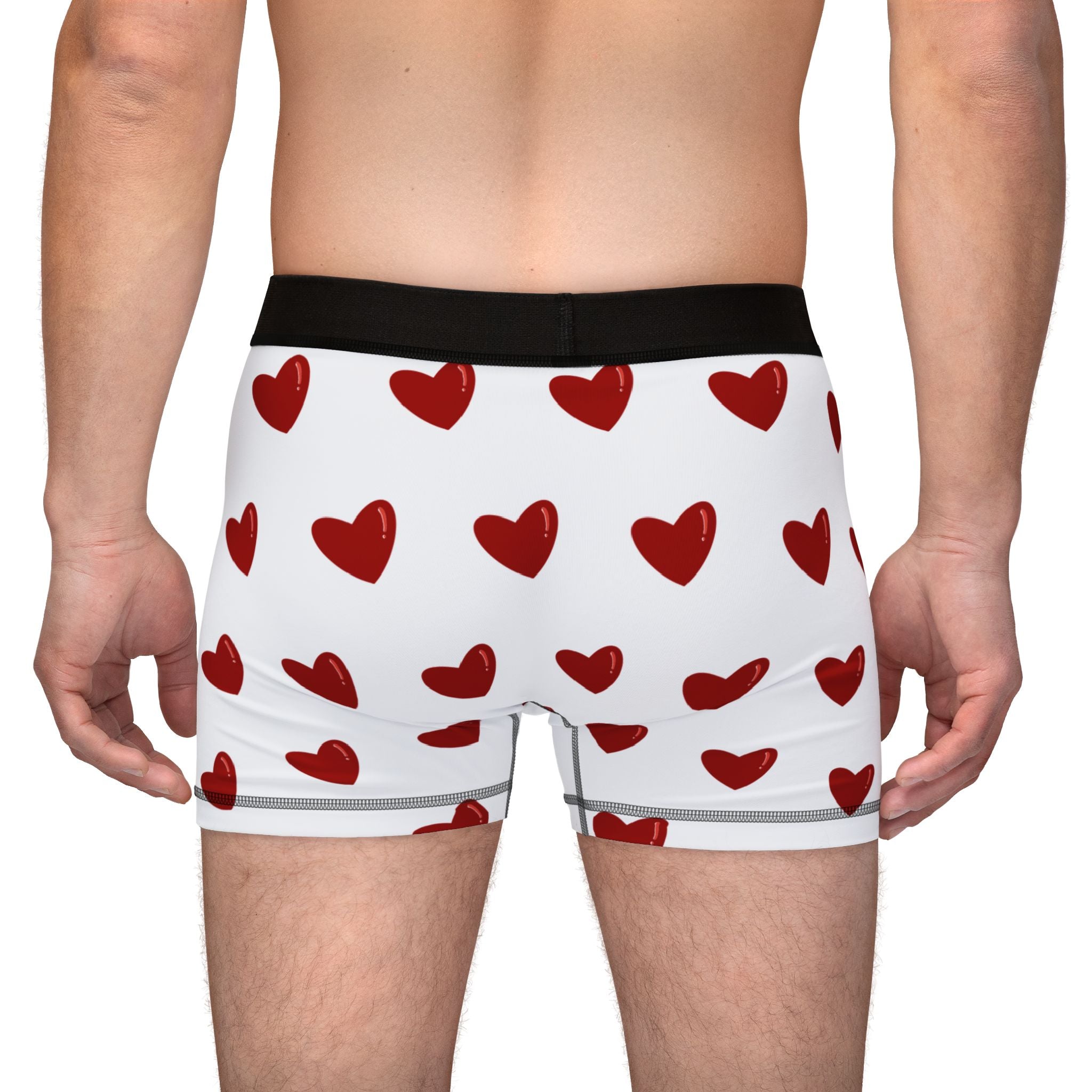 Heart Pattern Men’s Boxers — Red Kiss White Underwear