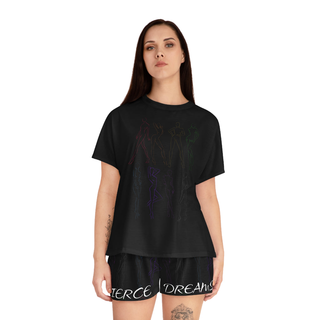 Women's 'Fierce Dreams' Short Pajama Set - Soft Black Sleepwear