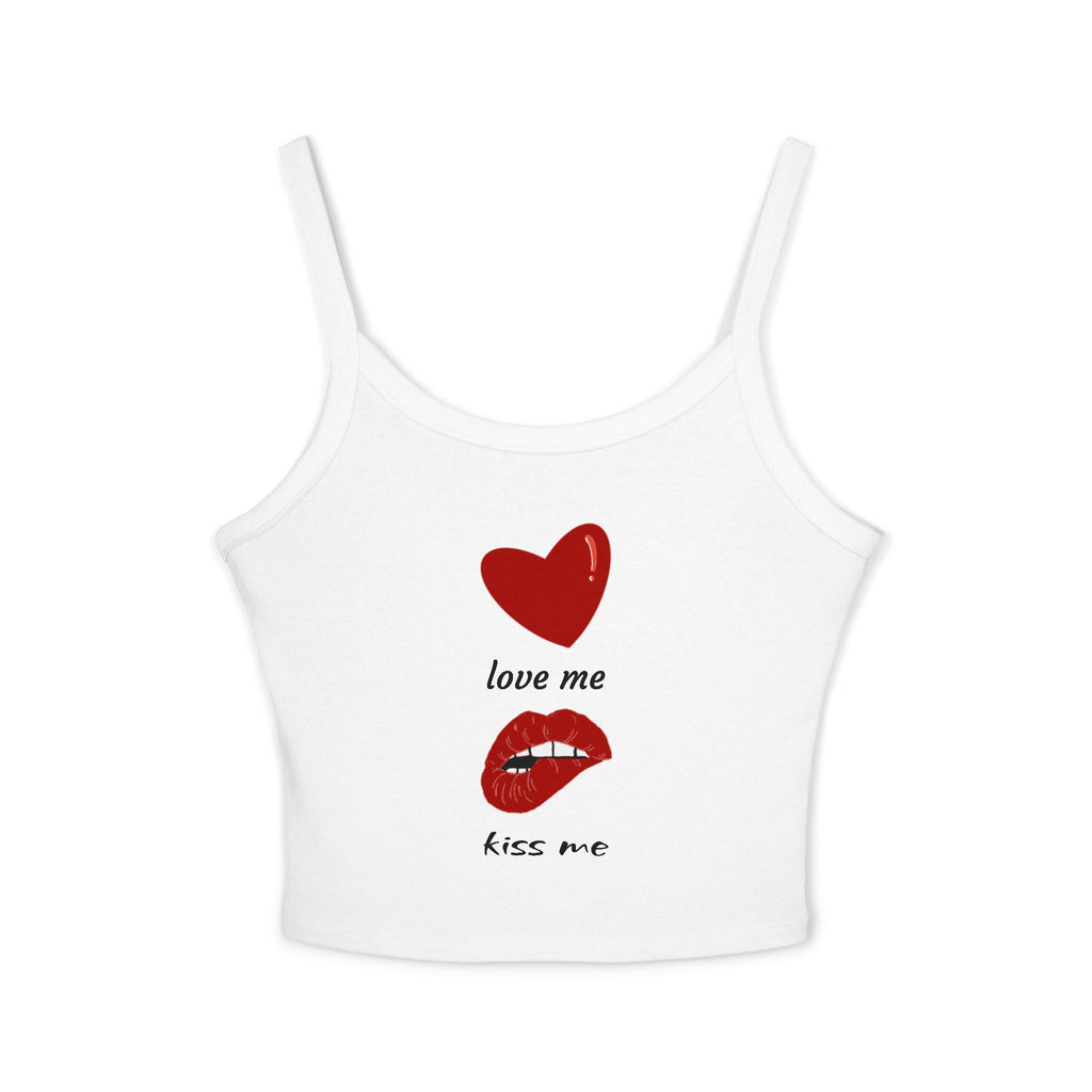 Love Me, Kiss Me Crop Tank — Women's Spaghetti Strap Tank Top