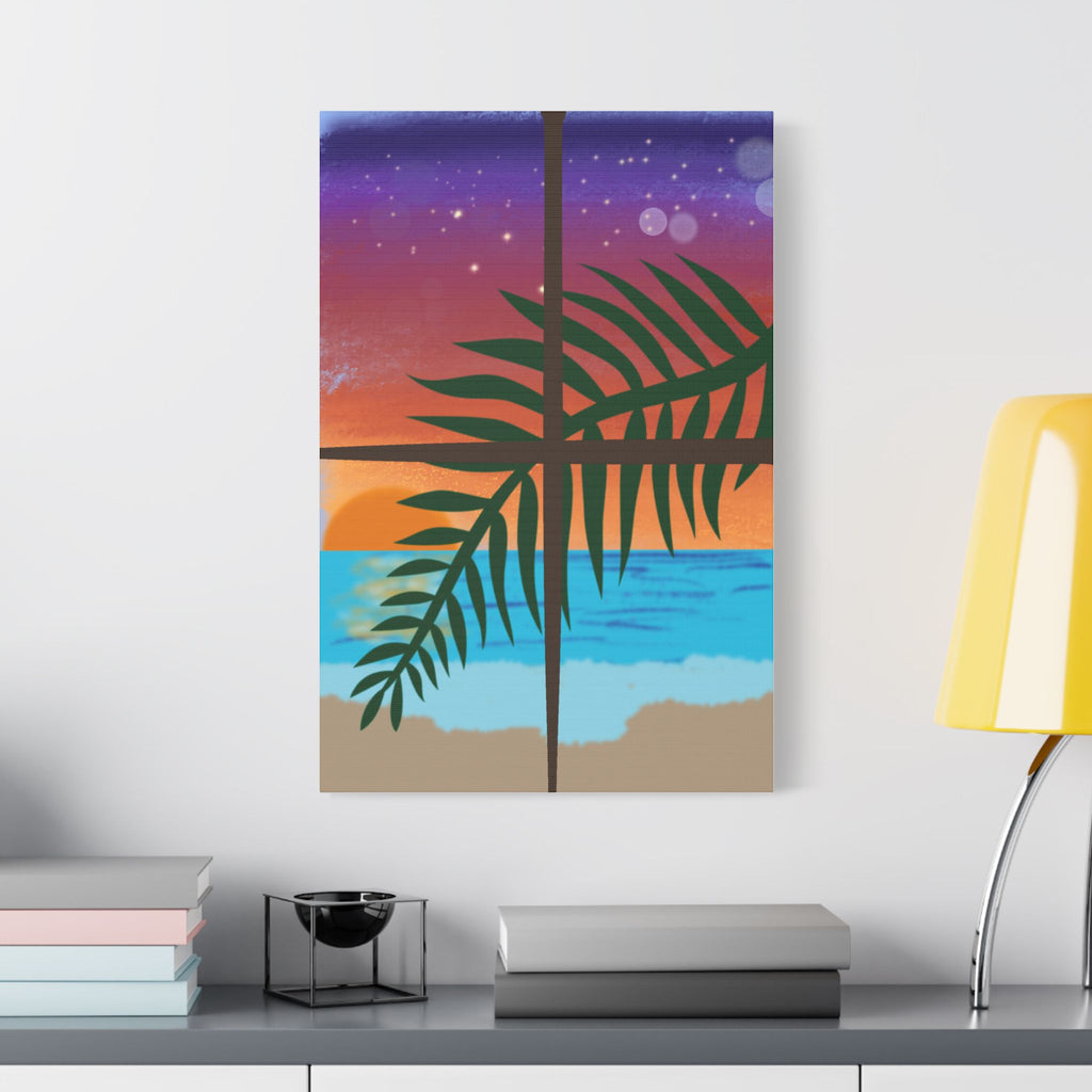 Abstract Rainbow Sunset Splash Satin Canvas Print - Stretched Wall Art