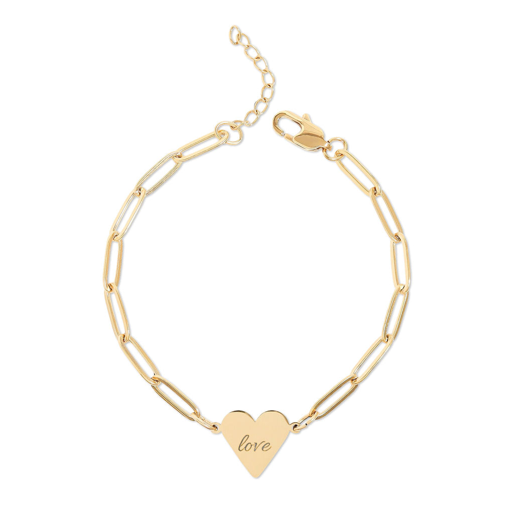 love Paperclip Heart Bracelet –  Gold or Rose Gold Chain