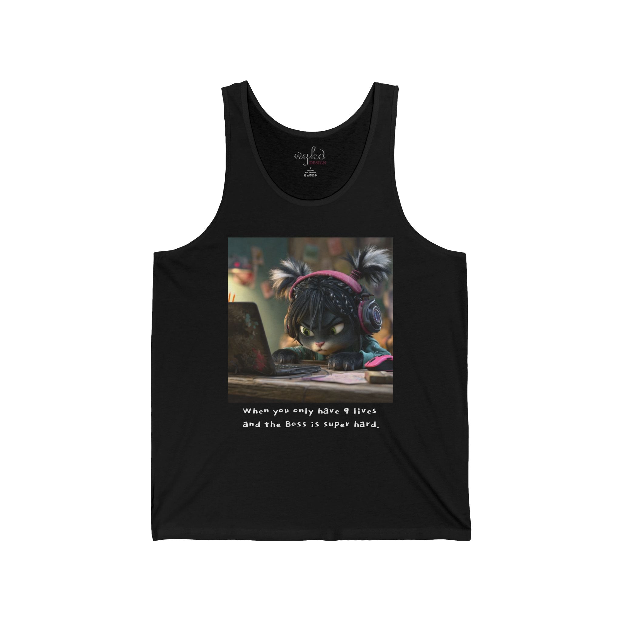 Gamer Cat Tank Top — Gamer Cute with Headphones Graphic Tank