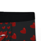 Heart Pattern Men’s Boxers — Red Kiss Black Underwear