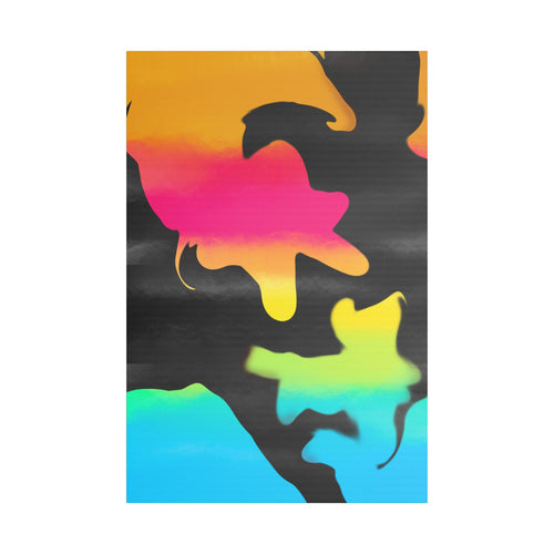 Abstract Rainbow Splash Satin Canvas Print - Stretched Wall Art