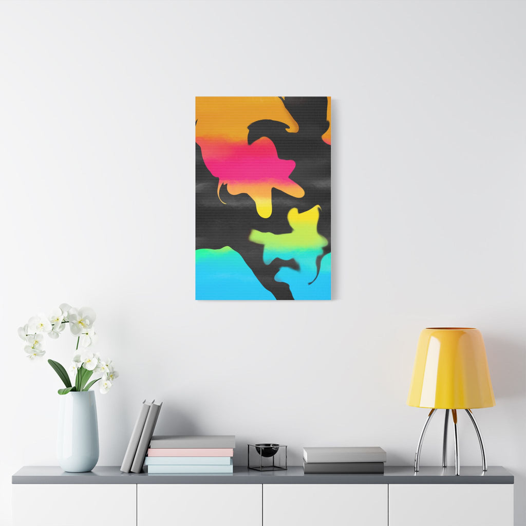 Abstract Rainbow Splash Satin Canvas Print - Stretched Wall Art