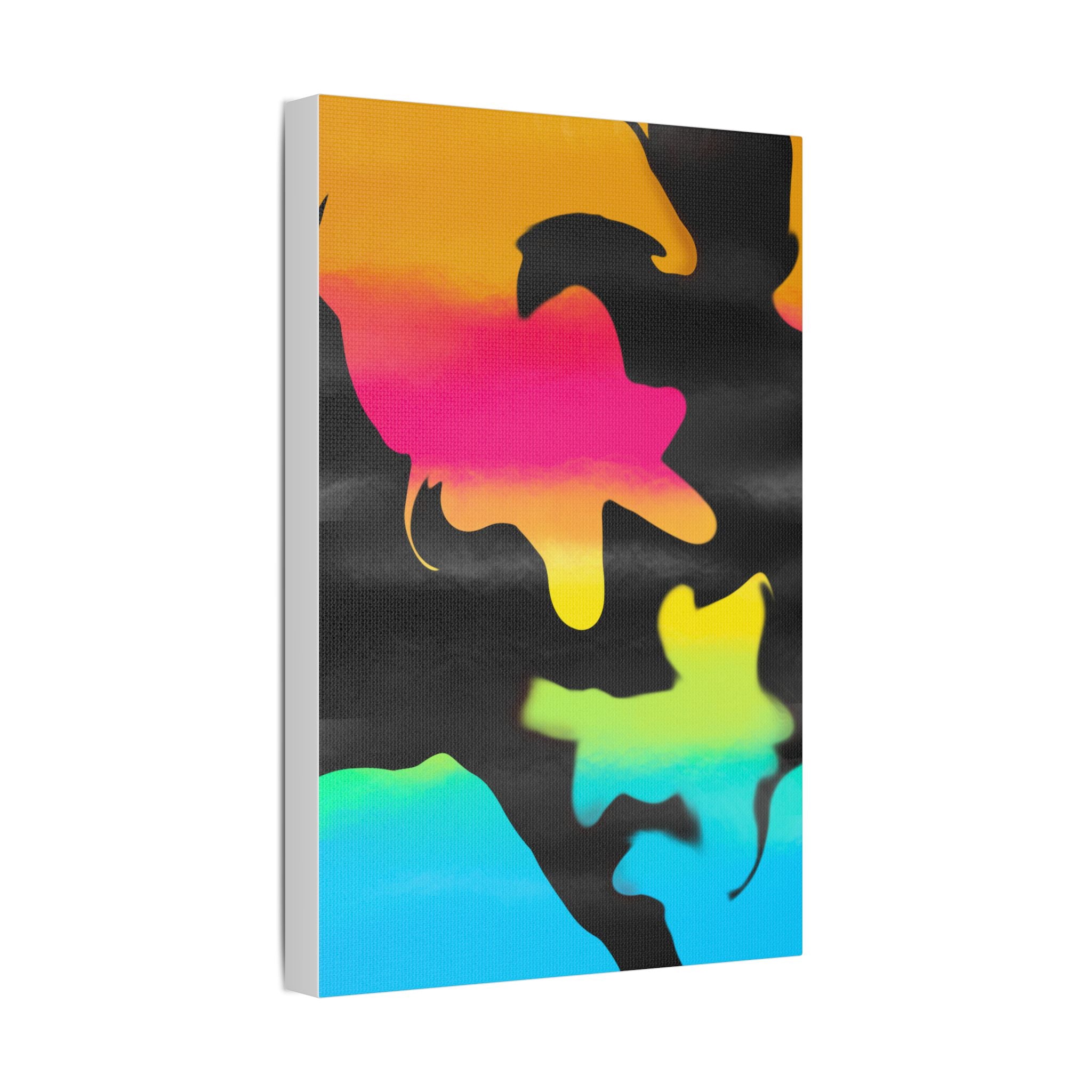 Abstract Rainbow Splash Satin Canvas Print - Stretched Wall Art