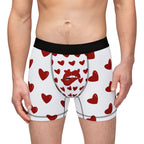 Heart Pattern Men’s Boxers — Red Kiss White Underwear