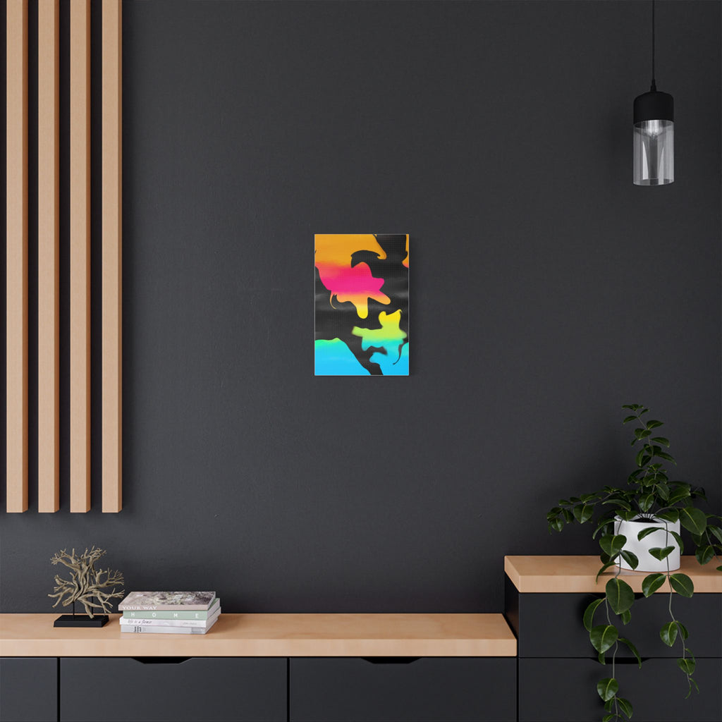 Abstract Rainbow Splash Satin Canvas Print - Stretched Wall Art