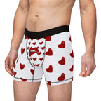 Heart Pattern Men’s Boxers — Red Kiss White Underwear