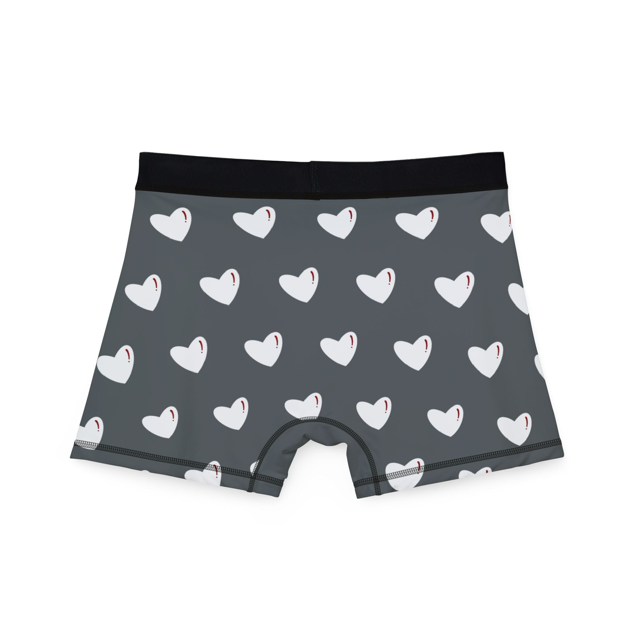 Heart Pattern Men’s Boxers — Red Kiss Drk Grey Underwear