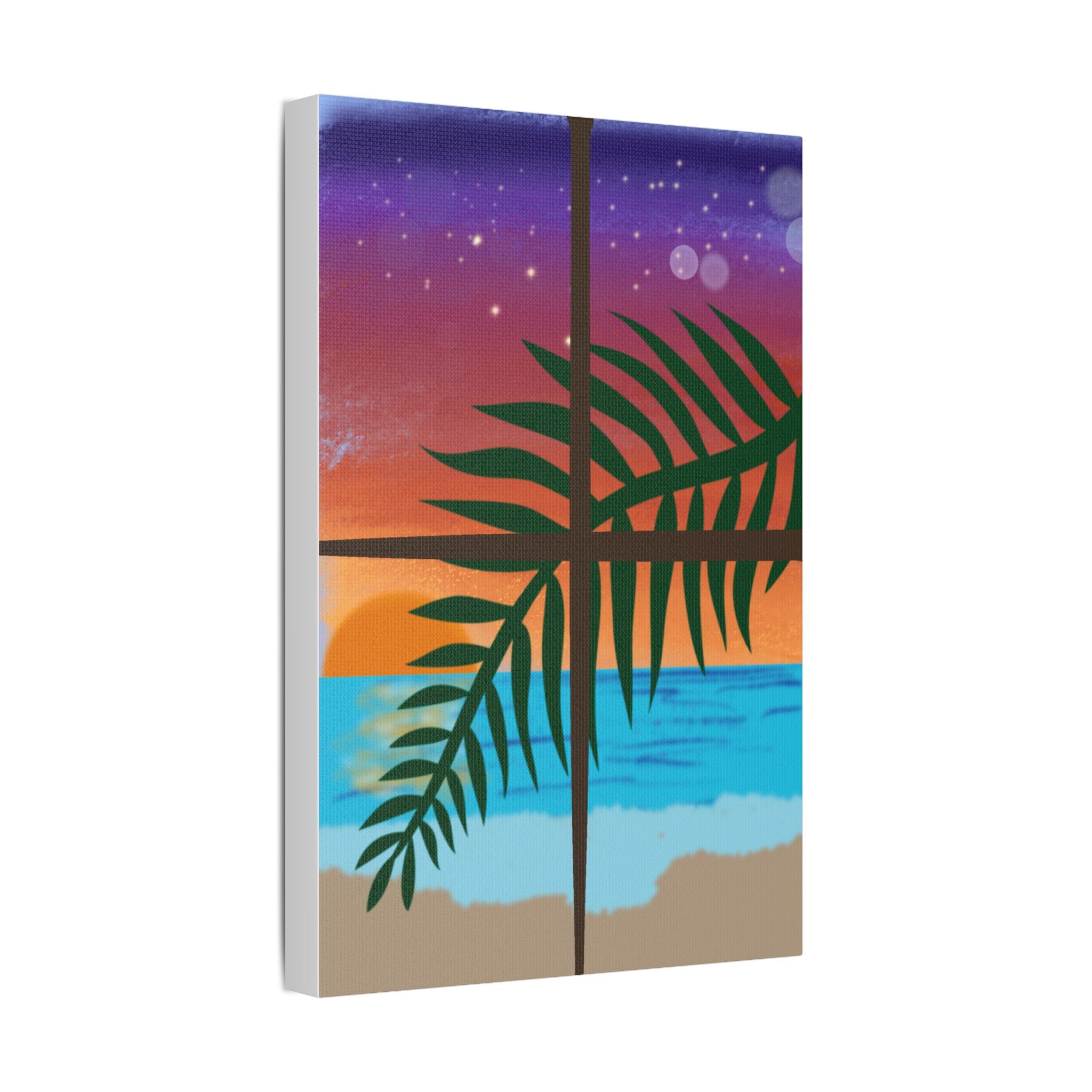 Abstract Rainbow Sunset Splash Satin Canvas Print - Stretched Wall Art