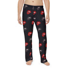 Men's Lip Print Valentine Pajama Pants — Sexy Red & Black Lounge Sleepwear