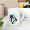 Palm Tree Mug — Tropical Sunrise Ceramic Coffee Cup (11oz, 15oz)