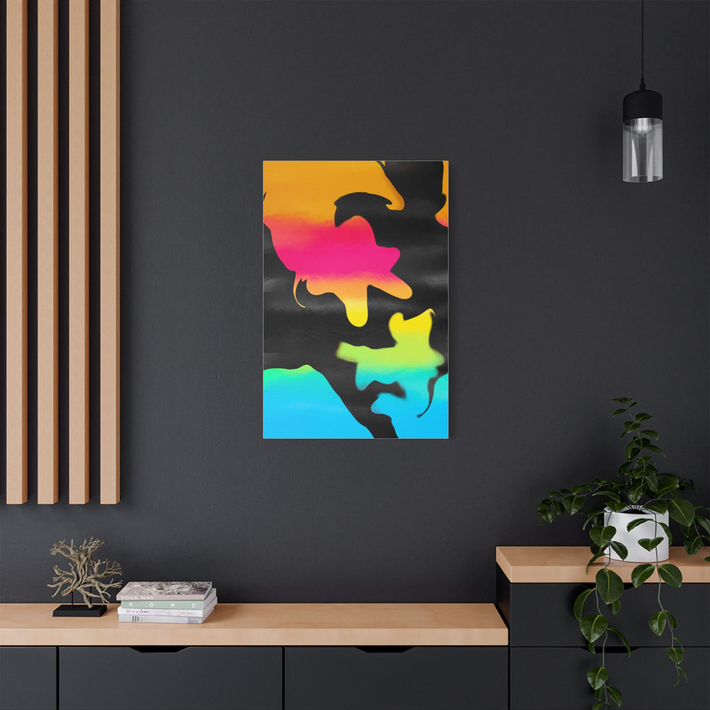 Abstract Rainbow Splash Satin Canvas Print - Stretched Wall Art