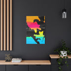 Abstract Rainbow Splash Satin Canvas Print - Stretched Wall Art