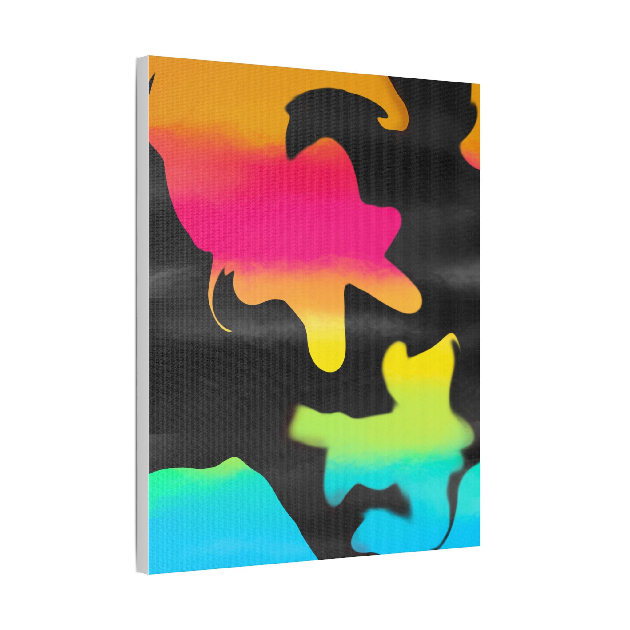 Abstract Rainbow Splash Satin Canvas Print - Stretched Wall Art