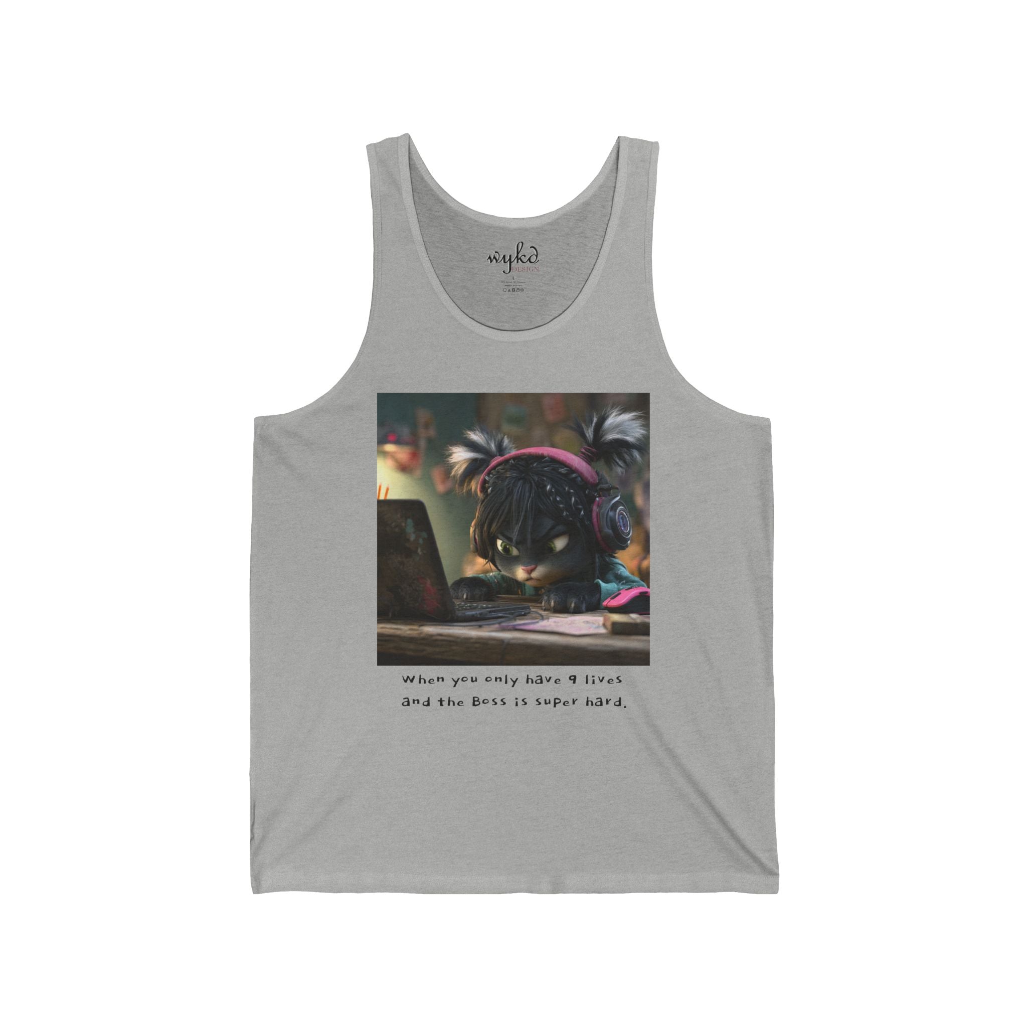 Gamer Cat Tank Top — Gamer Cute with Headphones Graphic Tank