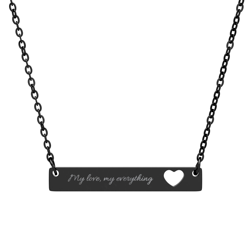 Cutout Heart Bar Necklace –  "My love, my everything"