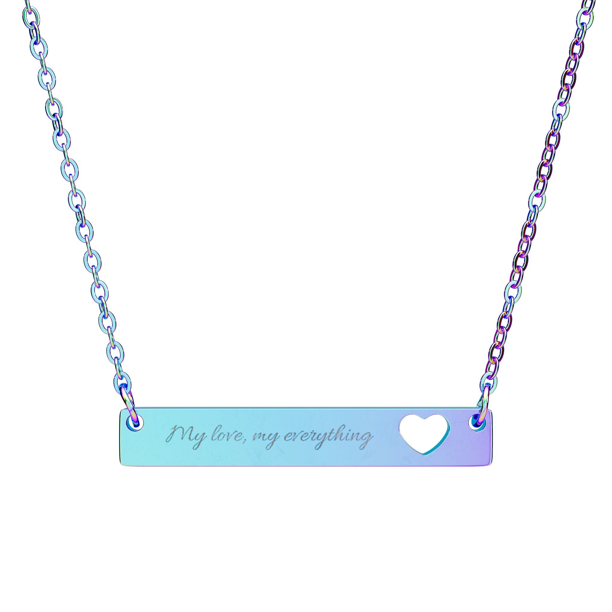Cutout Heart Bar Necklace –  "My love, my everything"
