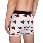 Heart Pattern Men’s Boxers — Red Kiss White Underwear