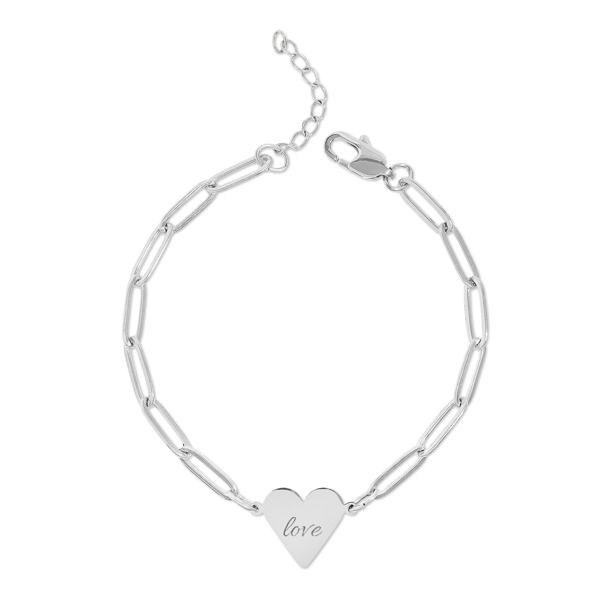 love Paperclip Heart Bracelet –  Gold or Rose Gold Chain