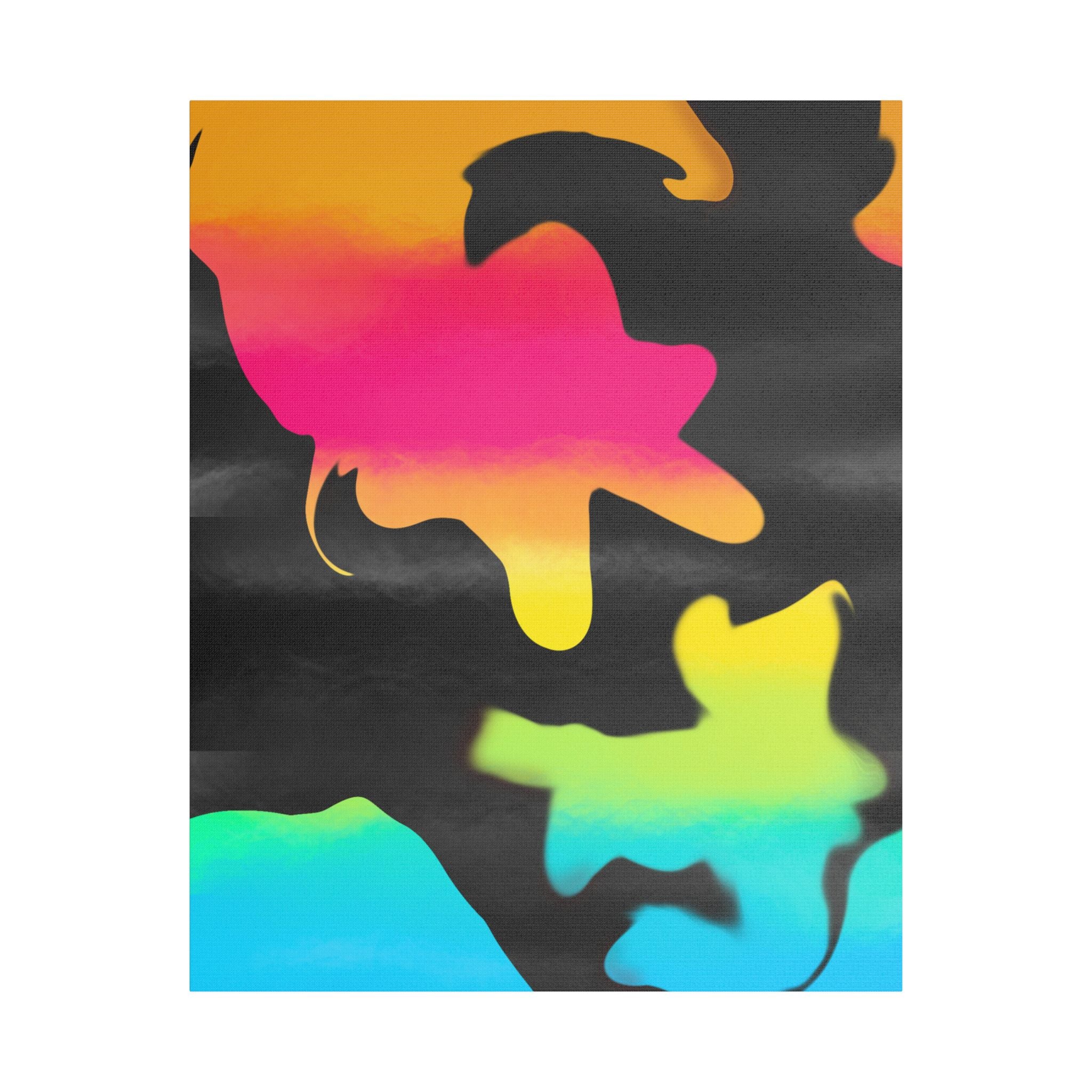 Abstract Rainbow Splash Satin Canvas Print - Stretched Wall Art