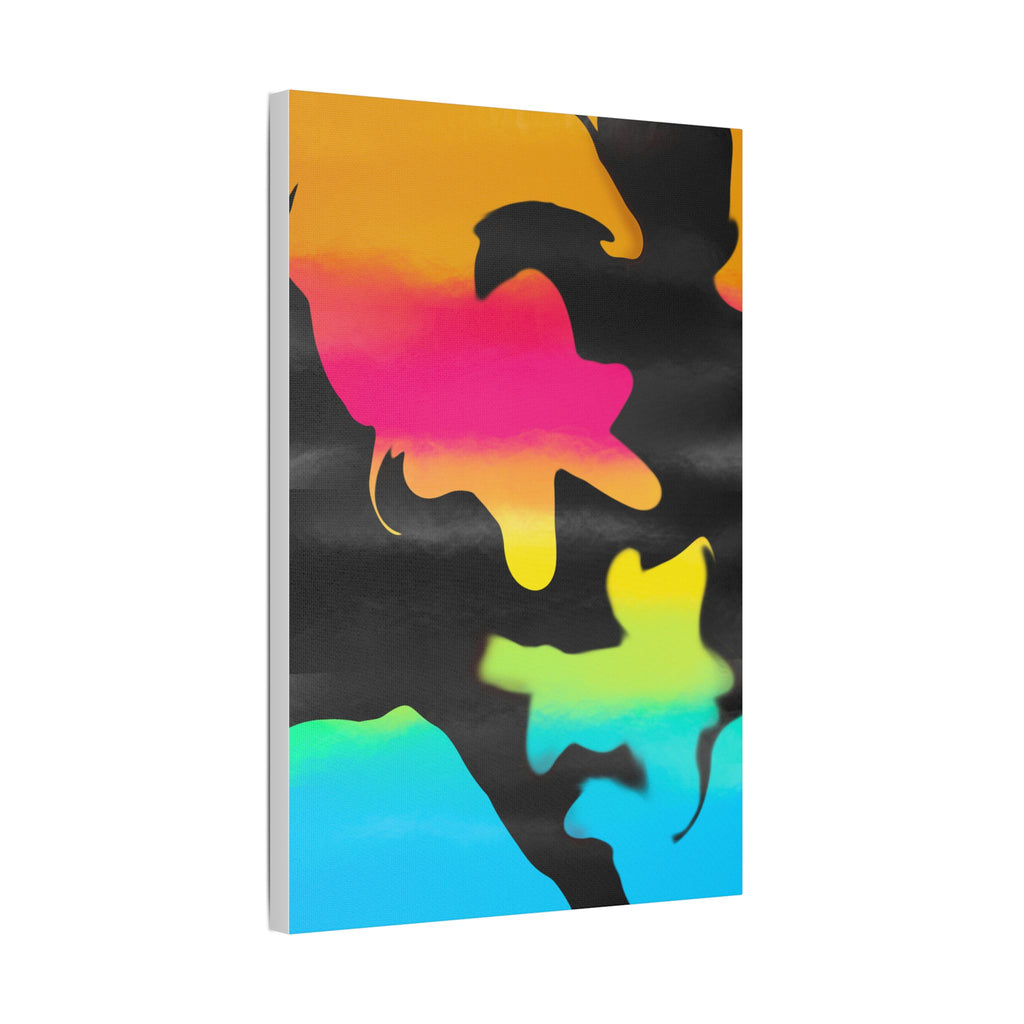Abstract Rainbow Splash Satin Canvas Print - Stretched Wall Art