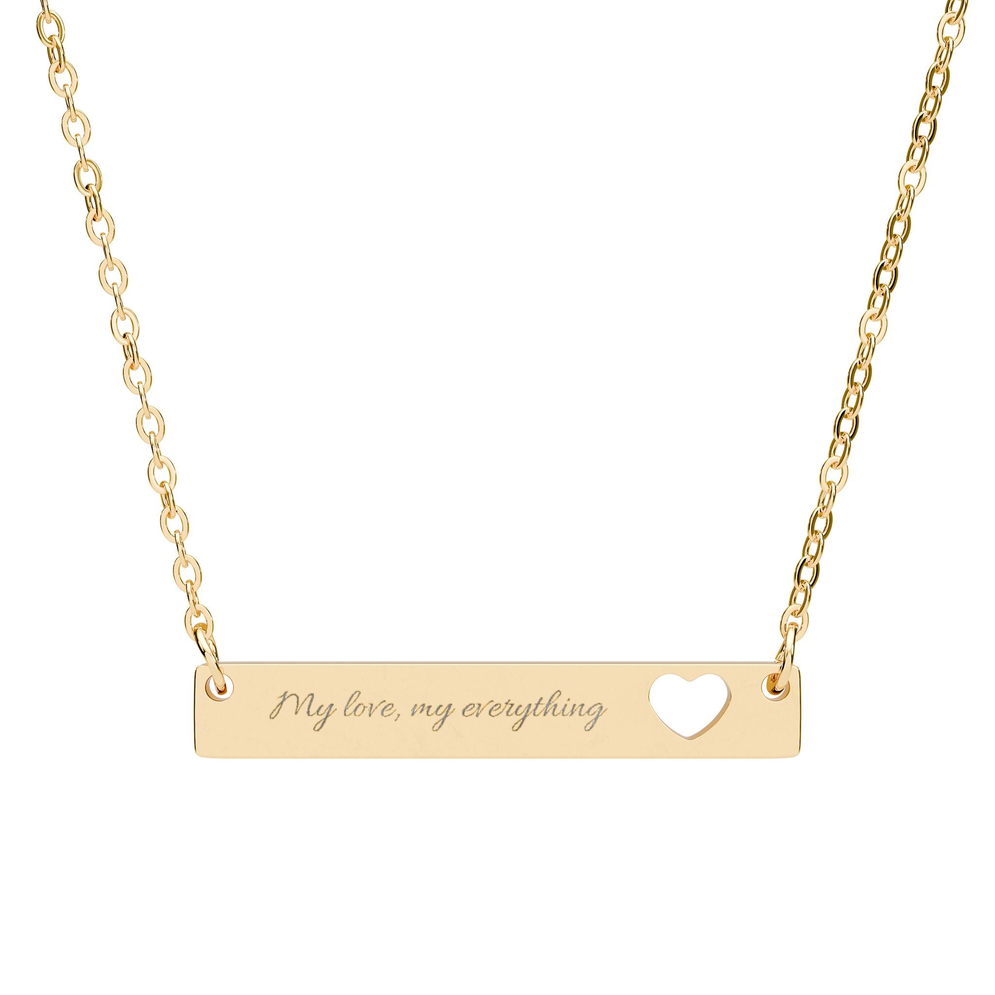 Cutout Heart Bar Necklace –  "My love, my everything"