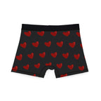 Heart Pattern Men’s Boxers — Red Kiss Black Underwear