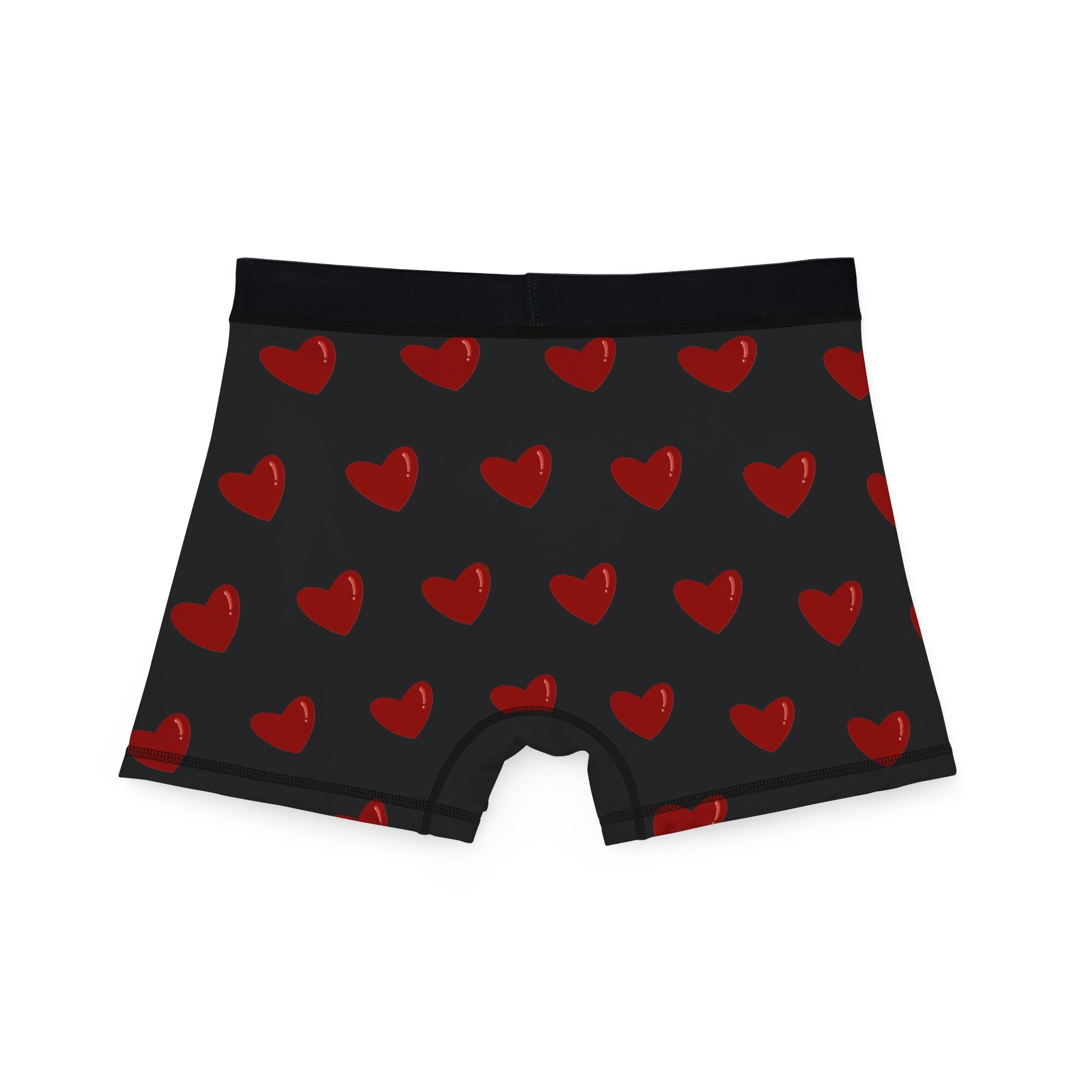 Heart Pattern Men’s Boxers — Red Kiss Black Underwear