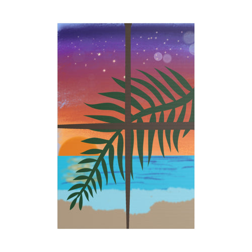 Abstract Rainbow Sunset Splash Satin Canvas Print - Stretched Wall Art