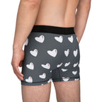 Heart Pattern Men’s Boxers — Red Kiss Drk Grey Underwear