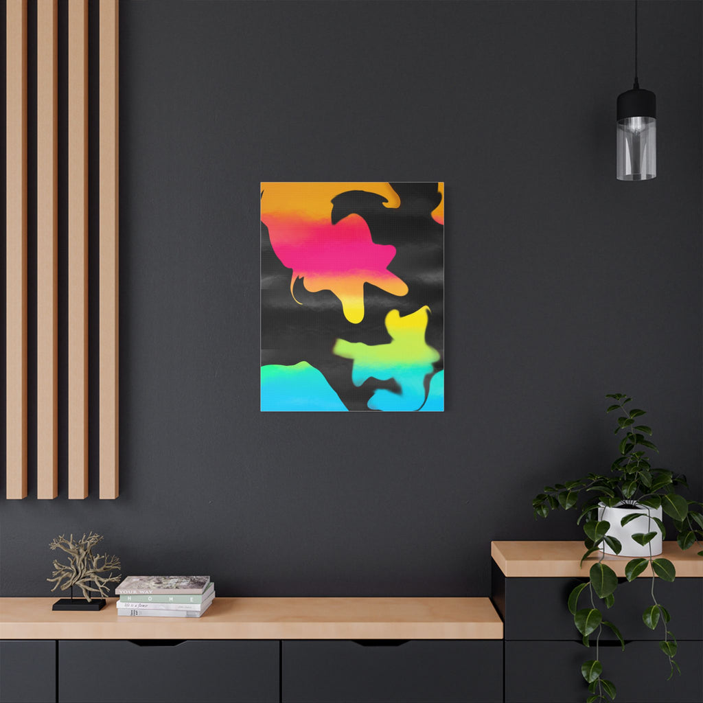 Abstract Rainbow Splash Satin Canvas Print - Stretched Wall Art
