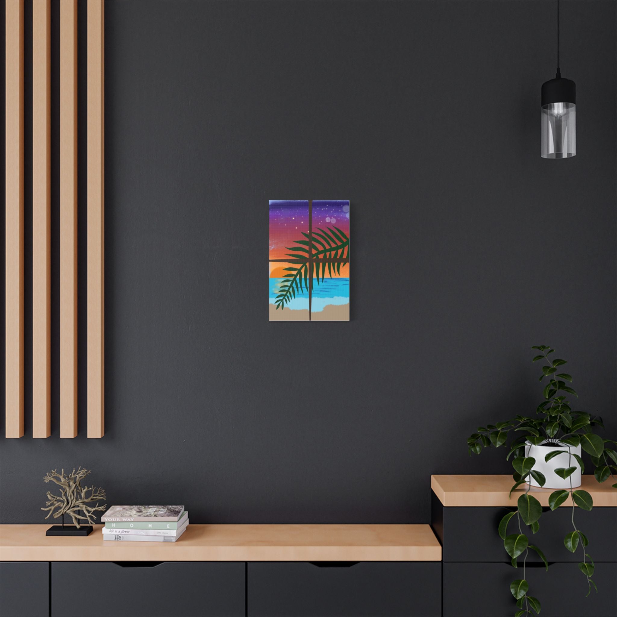 Abstract Rainbow Sunset Splash Satin Canvas Print - Stretched Wall Art