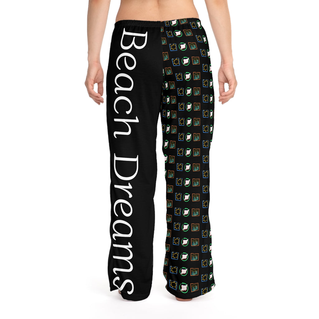 Beach Dreams Pajama Pants — Women's Graphic Sleep Lounge Pants - Black