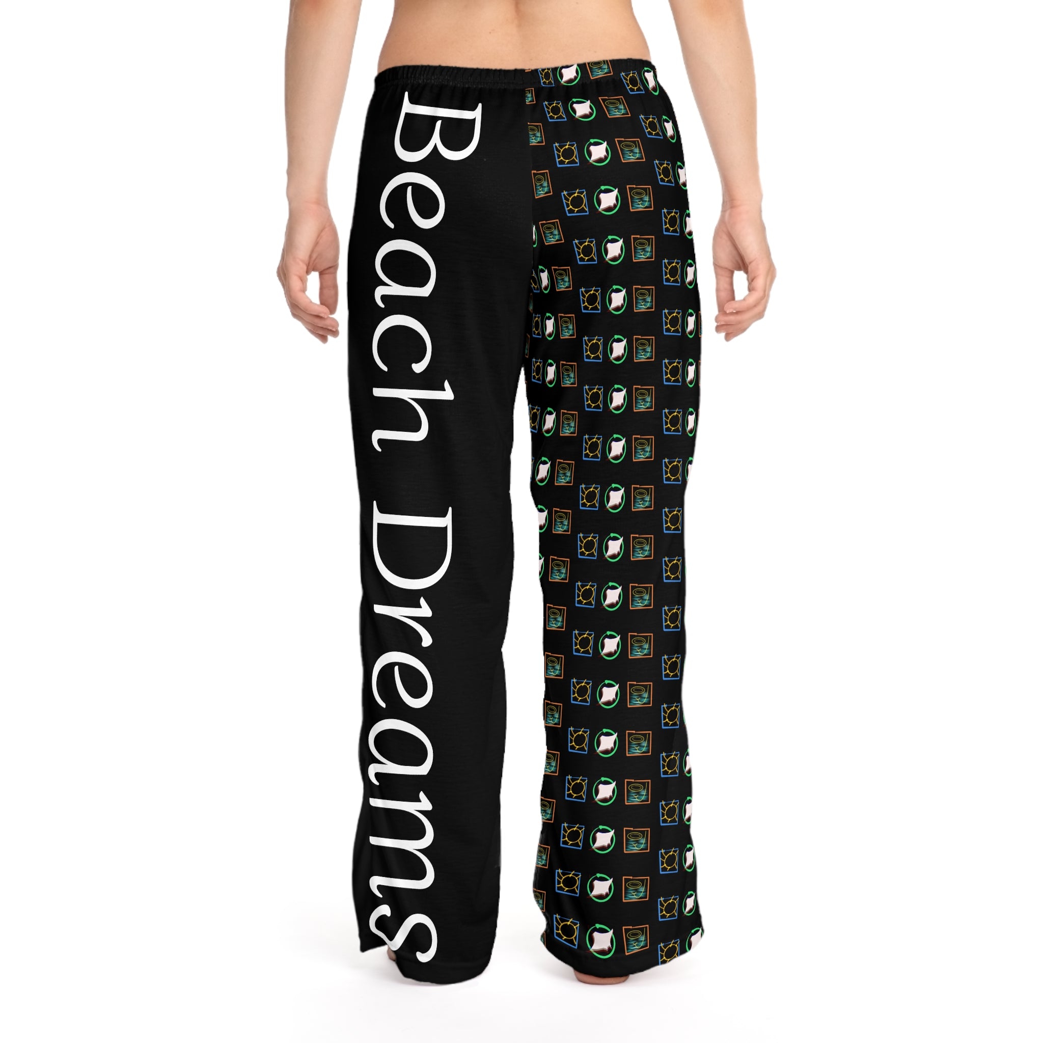 Beach Dreams Pajama Pants — Women's Graphic Sleep Lounge Pants - Black
