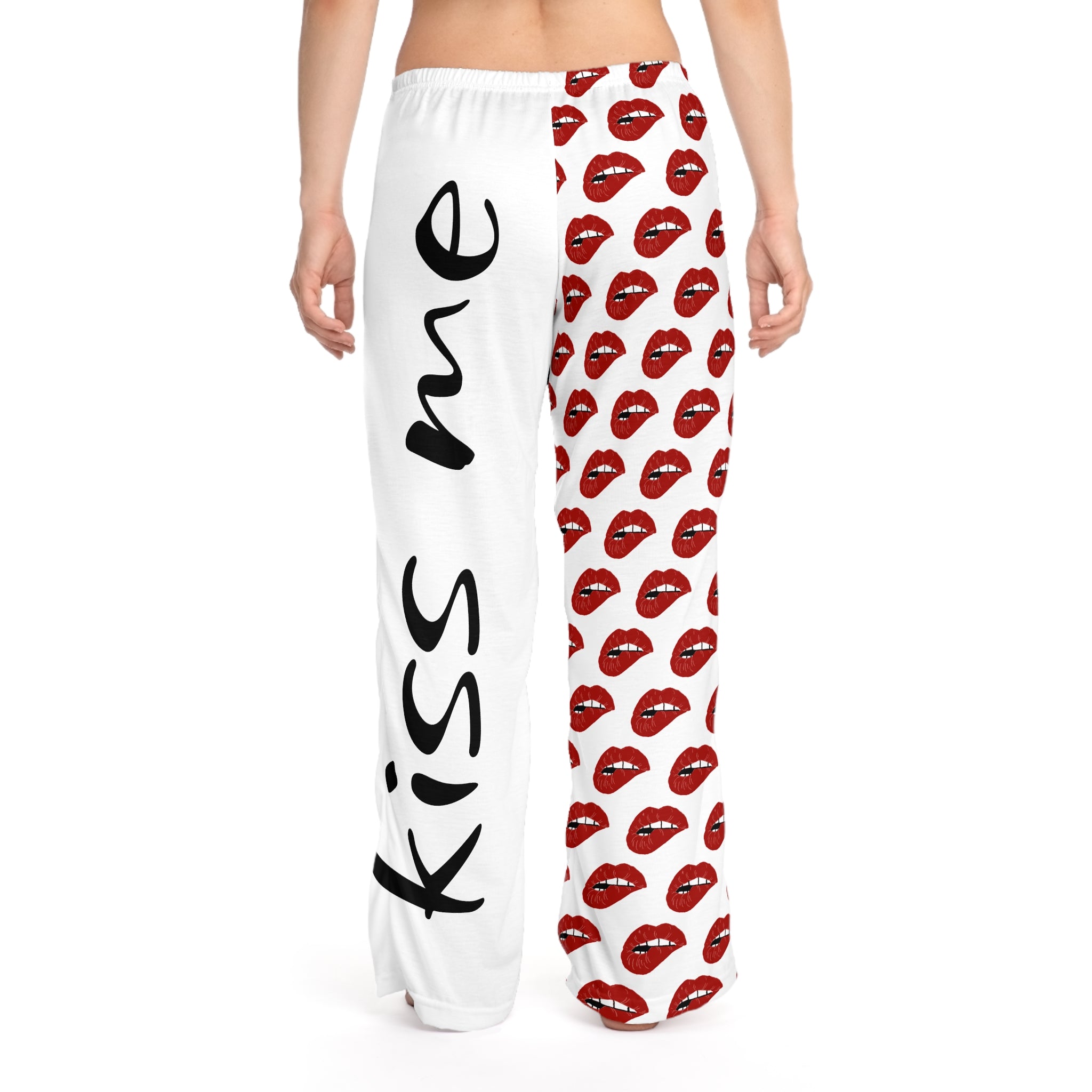 Love Me / Kiss Me Heart Print Pajama Pants — Valentine’s Lounge Sleepwear for Women